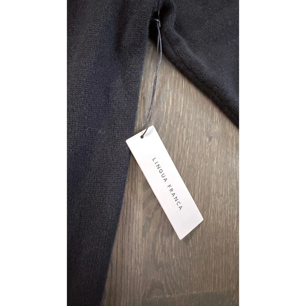 NEW Lingua Franca Black 100% Cashmere I Love NY Hand Stitched Cardigan XL - Picture 7 of 8